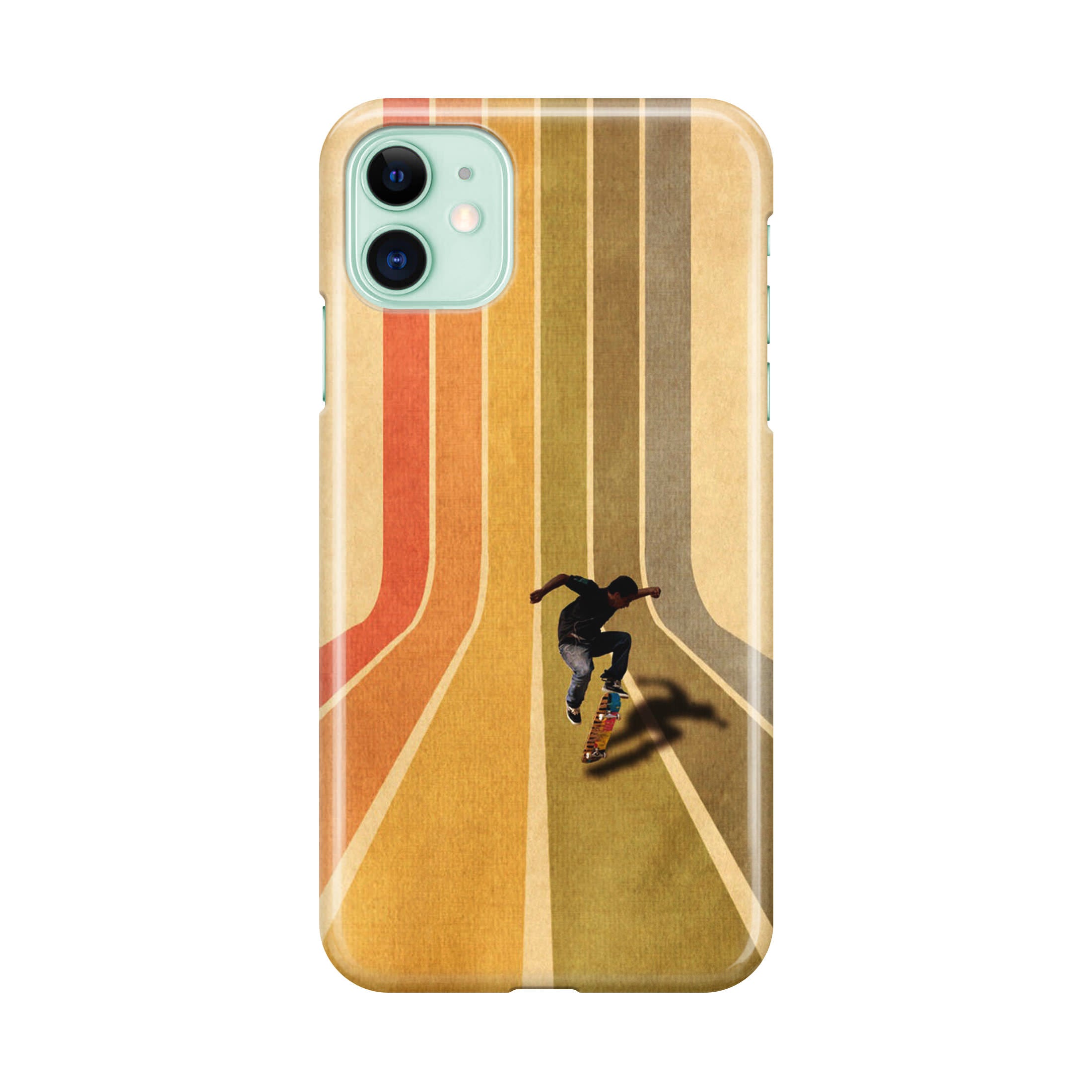 Vintage Skateboard On Colorful Stipe Runway iPhone 12 mini Case