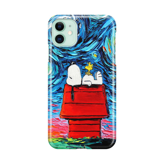 Dog Lying Under Starry Night Van Gogh iPhone 11 Case