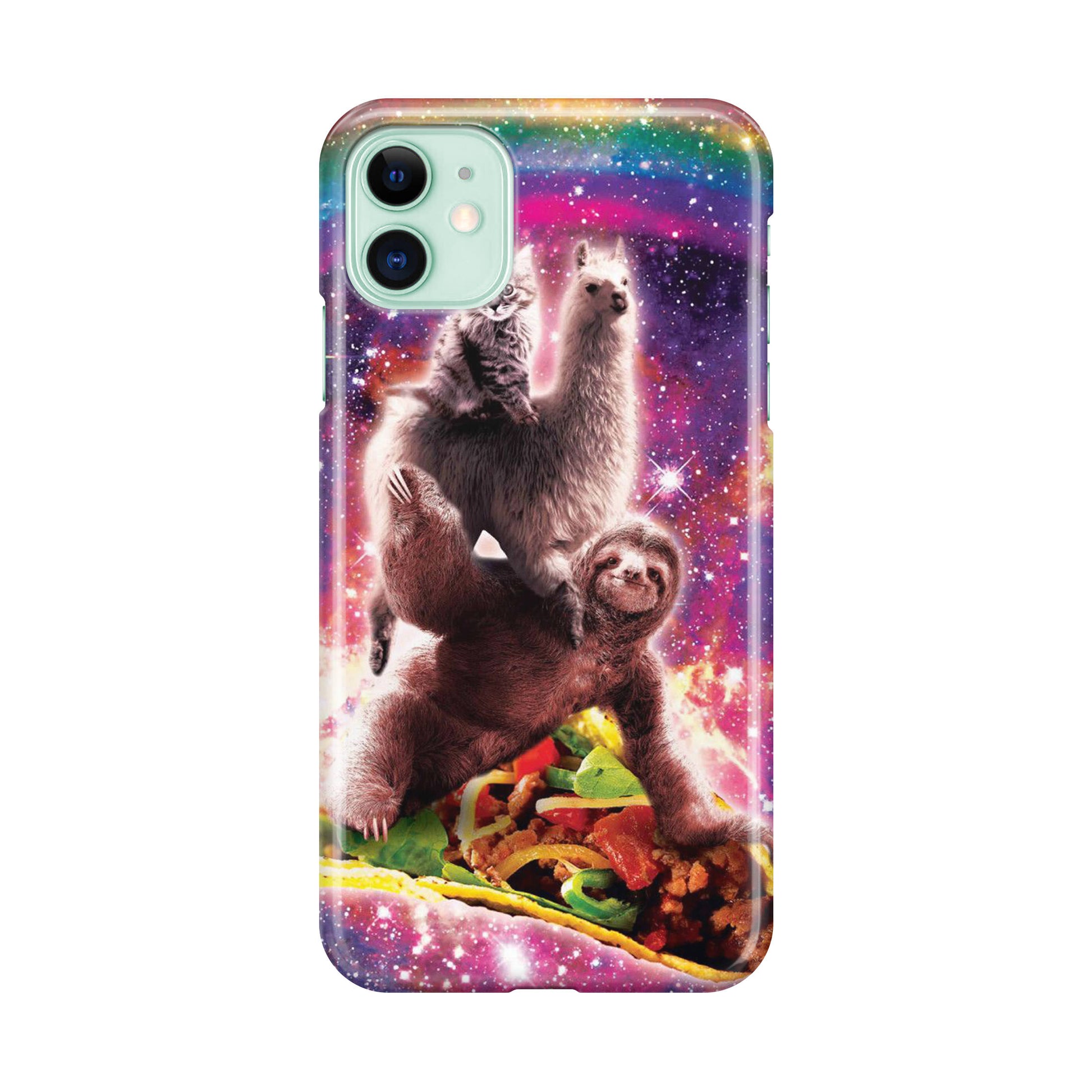 LLama Sloth And Cat Playing Together iPhone 11 Case