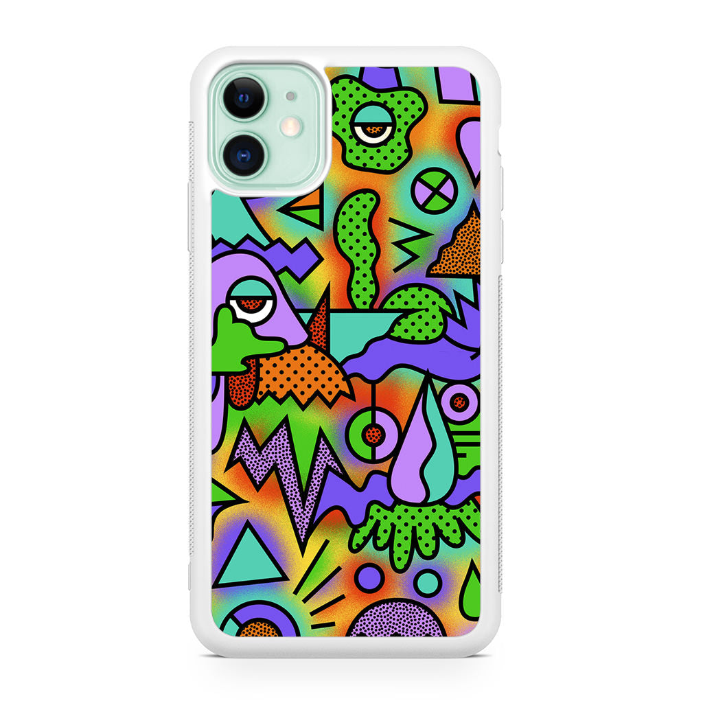 Abstract Colorful Doodle Art iPhone 11 Case