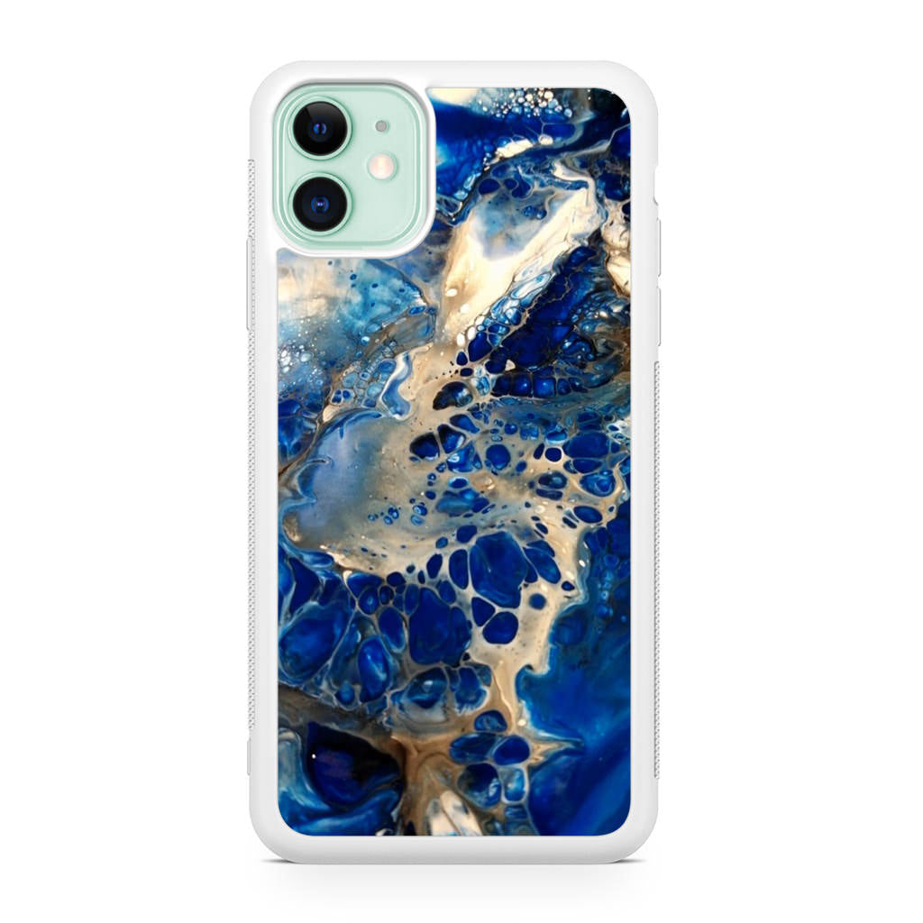 Abstract Golden Blue Paint Art iPhone 11 Case