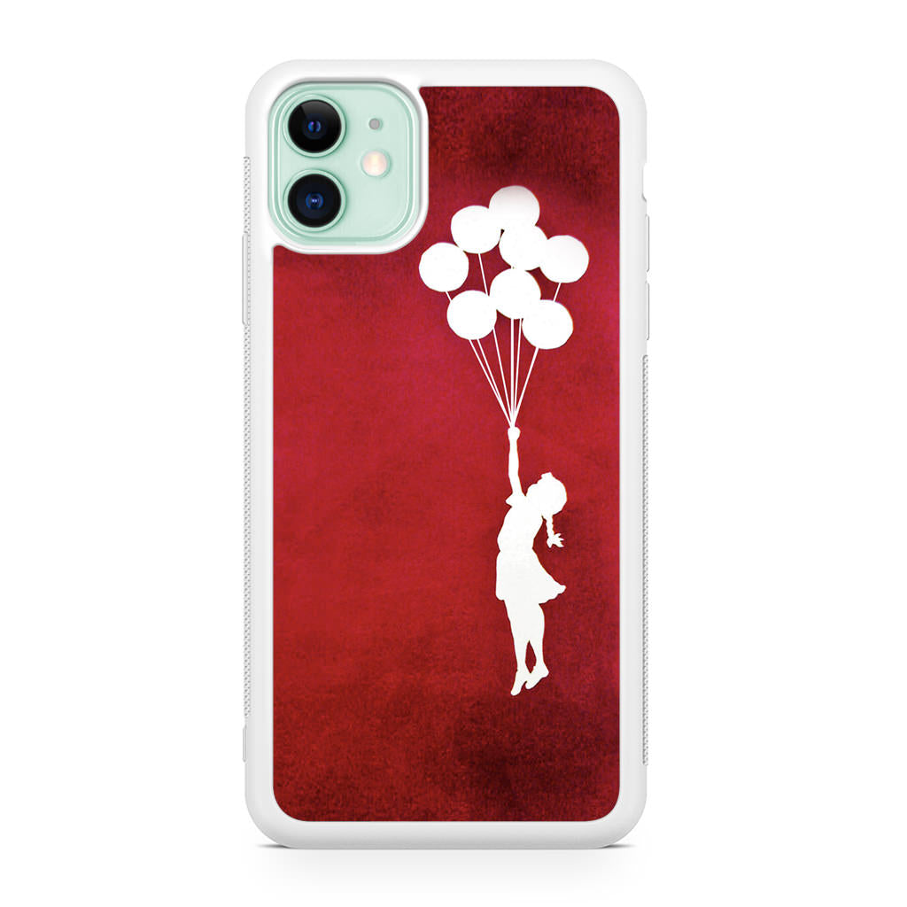 Banksy Girl With Balloons Red iPhone 11 Case