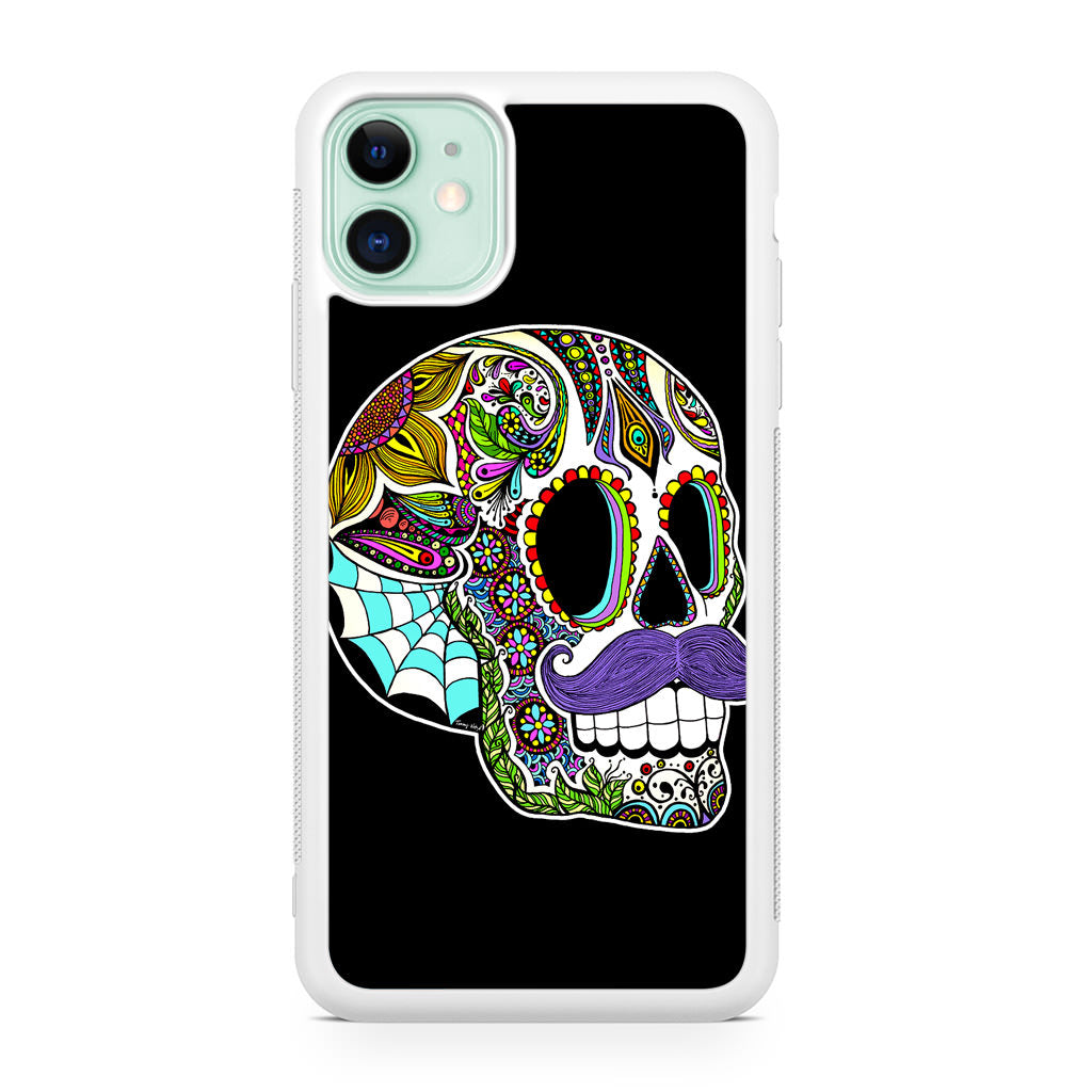 Mustache Sugar Skull iPhone 11 Case