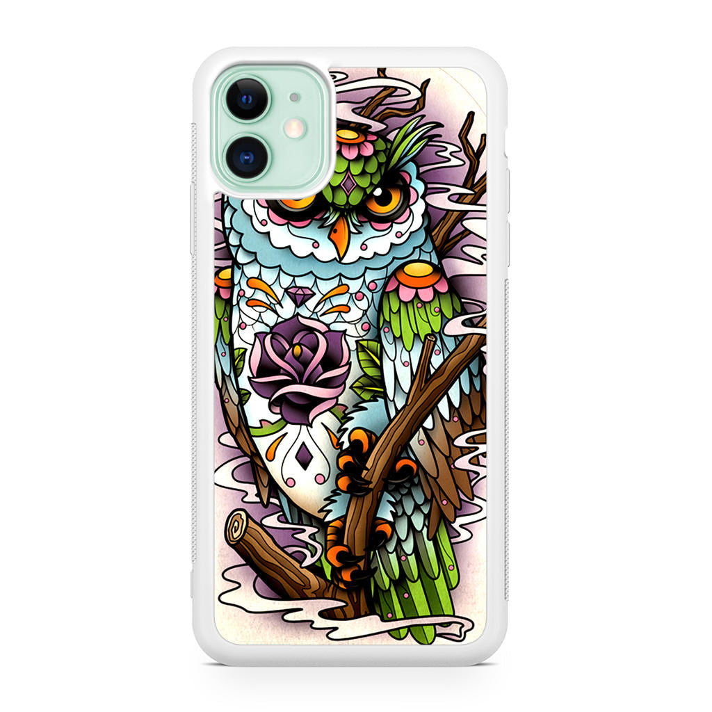 Sugar Skull Owl Tattoo iPhone 11 Case