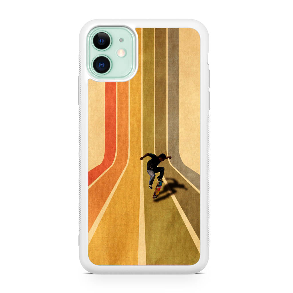 Vintage Skateboard On Colorful Stipe Runway iPhone 11 Case