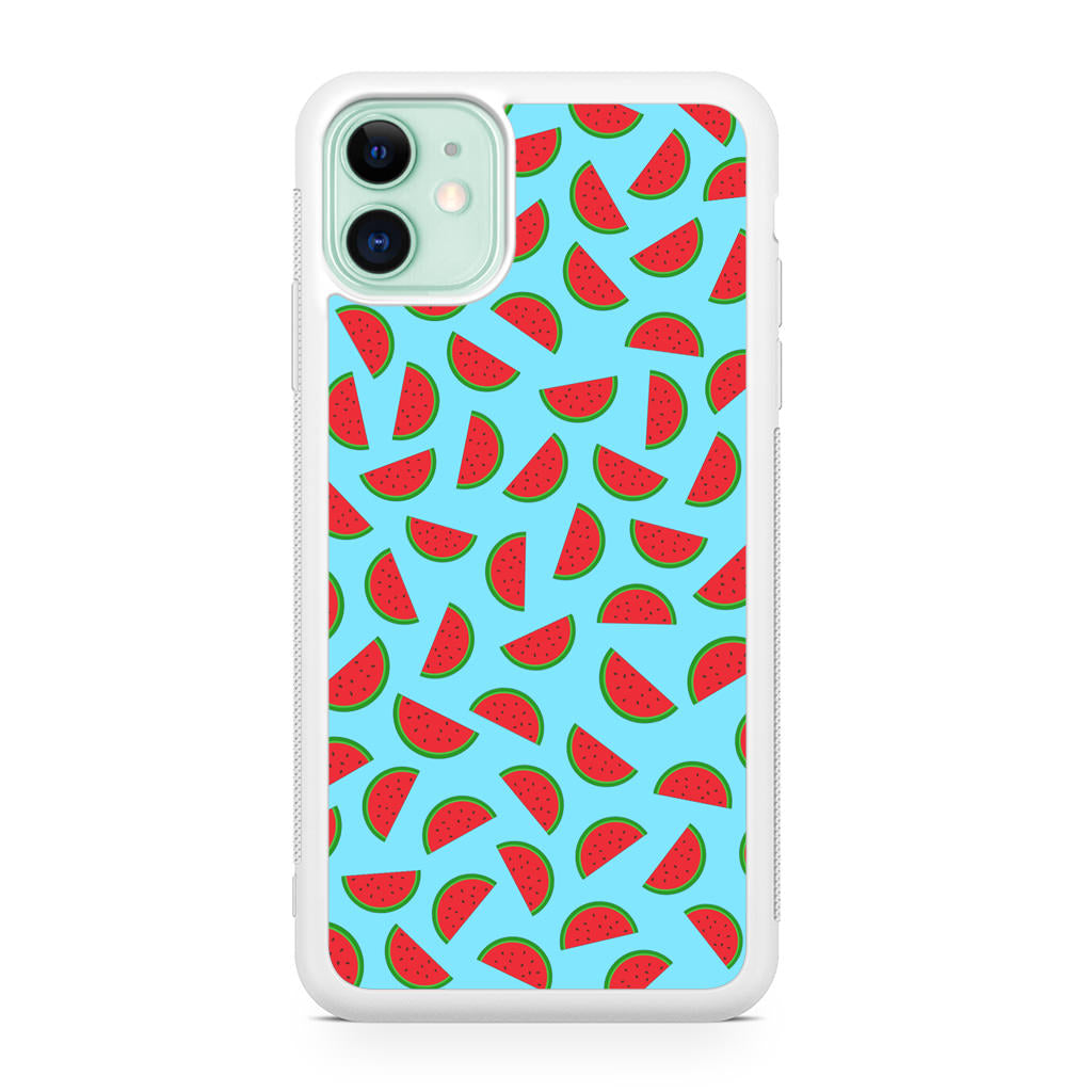 Watermelon Fruit Pattern Blue iPhone 11 Case