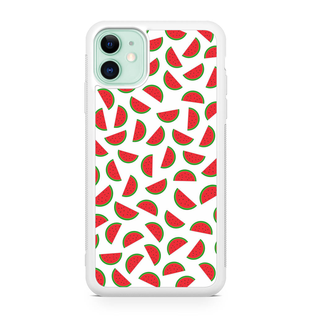 Watermelon Fruit Pattern White iPhone 11 Case