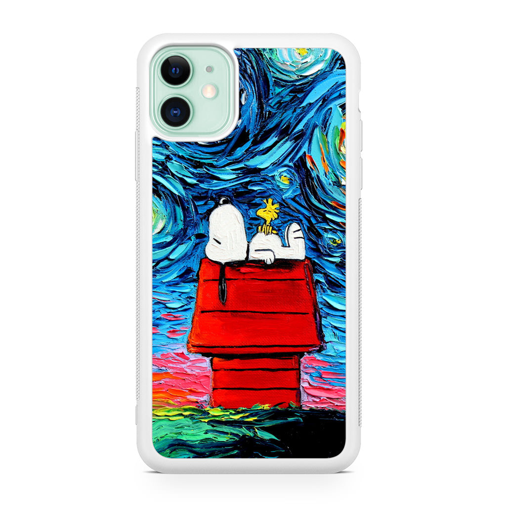 Dog Lying Under Starry Night Van Gogh iPhone 11 Case