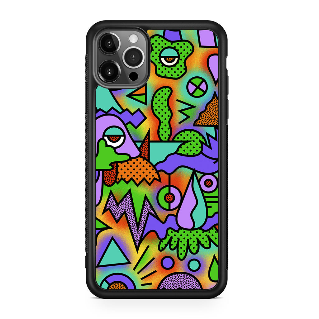 Abstract Colorful Doodle Art iPhone 12 Pro Case