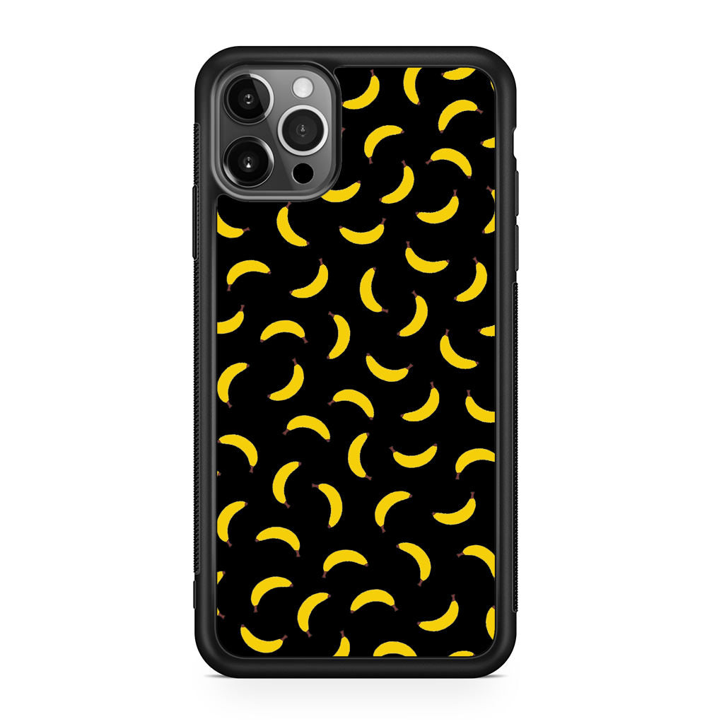 Bananas Fruit Pattern Black iPhone 12 Pro Case