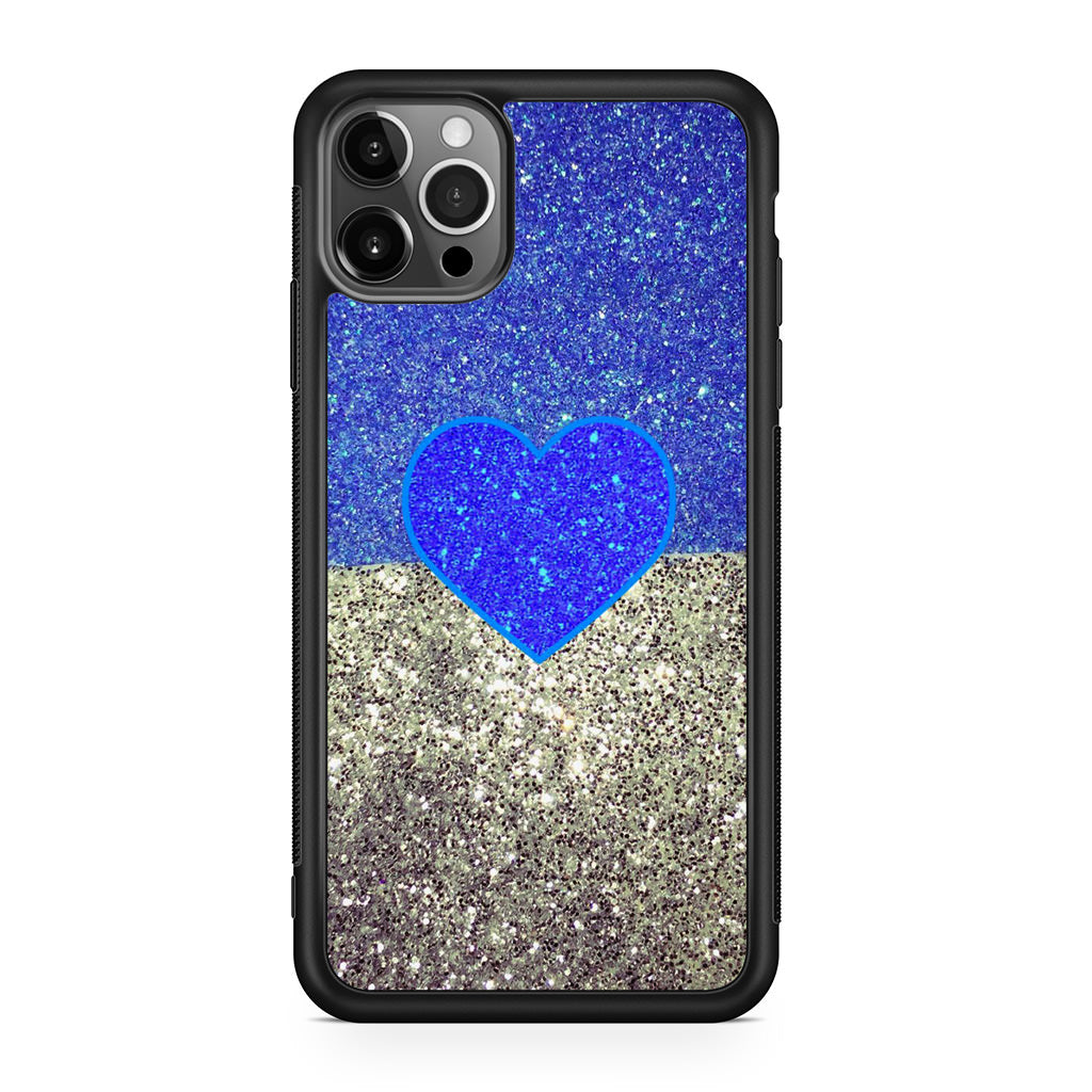 Love Glitter Blue and Grey iPhone 12 Pro Case