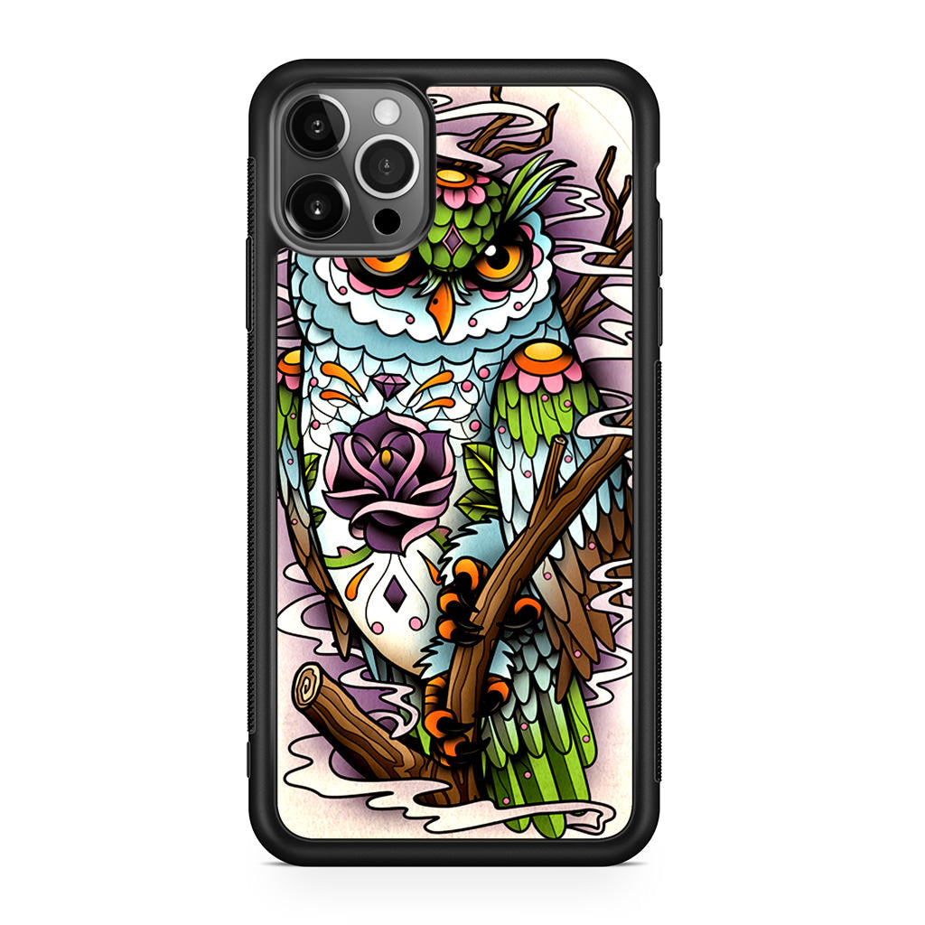 Sugar Skull Owl Tattoo iPhone 12 Pro Max Case