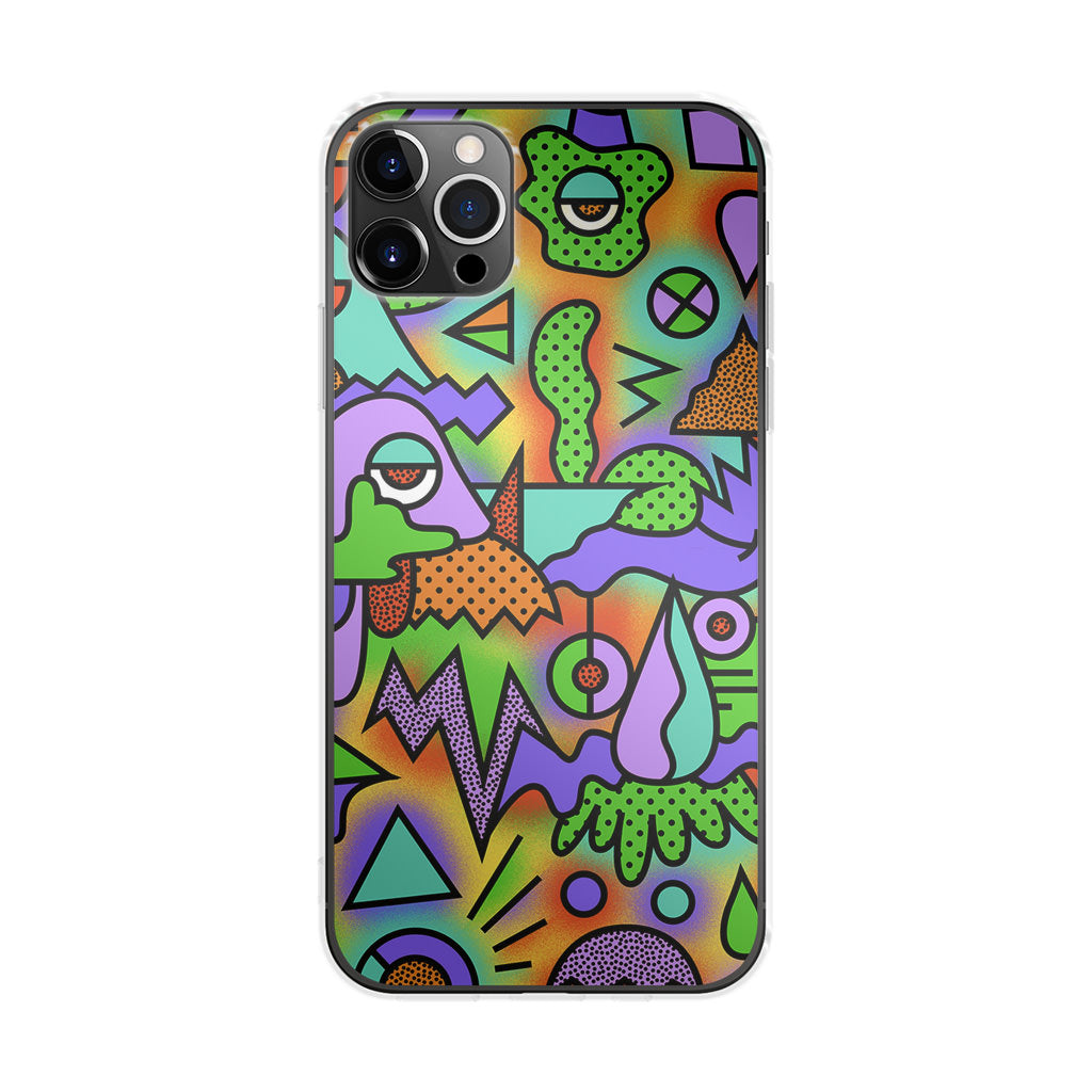 Abstract Colorful Doodle Art iPhone 12 Pro Case