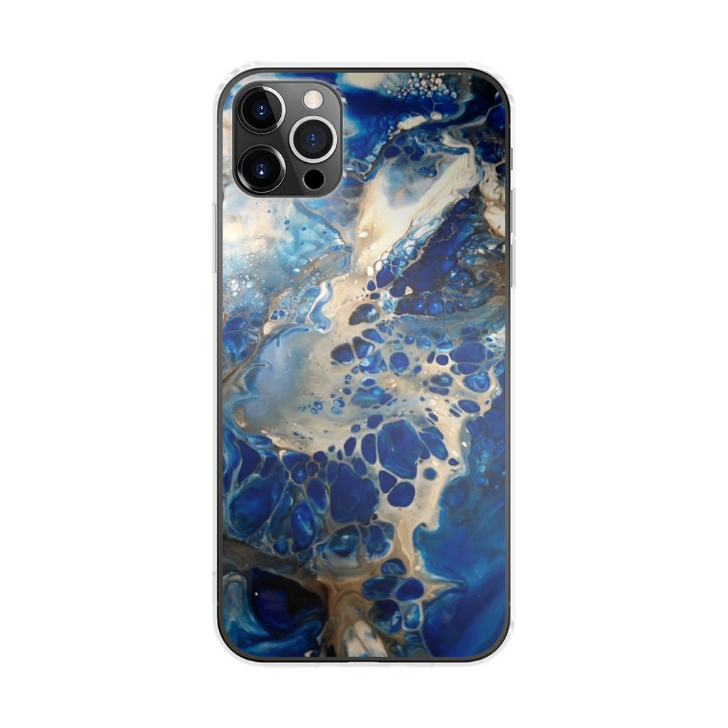Abstract Golden Blue Paint Art iPhone 12 Pro Case