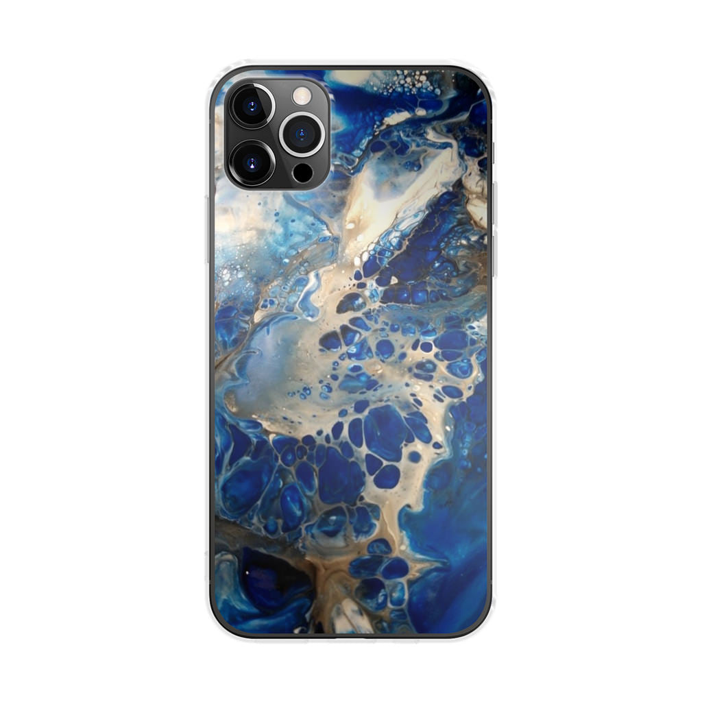 Abstract Golden Blue Paint Art iPhone 12 Pro Max Case