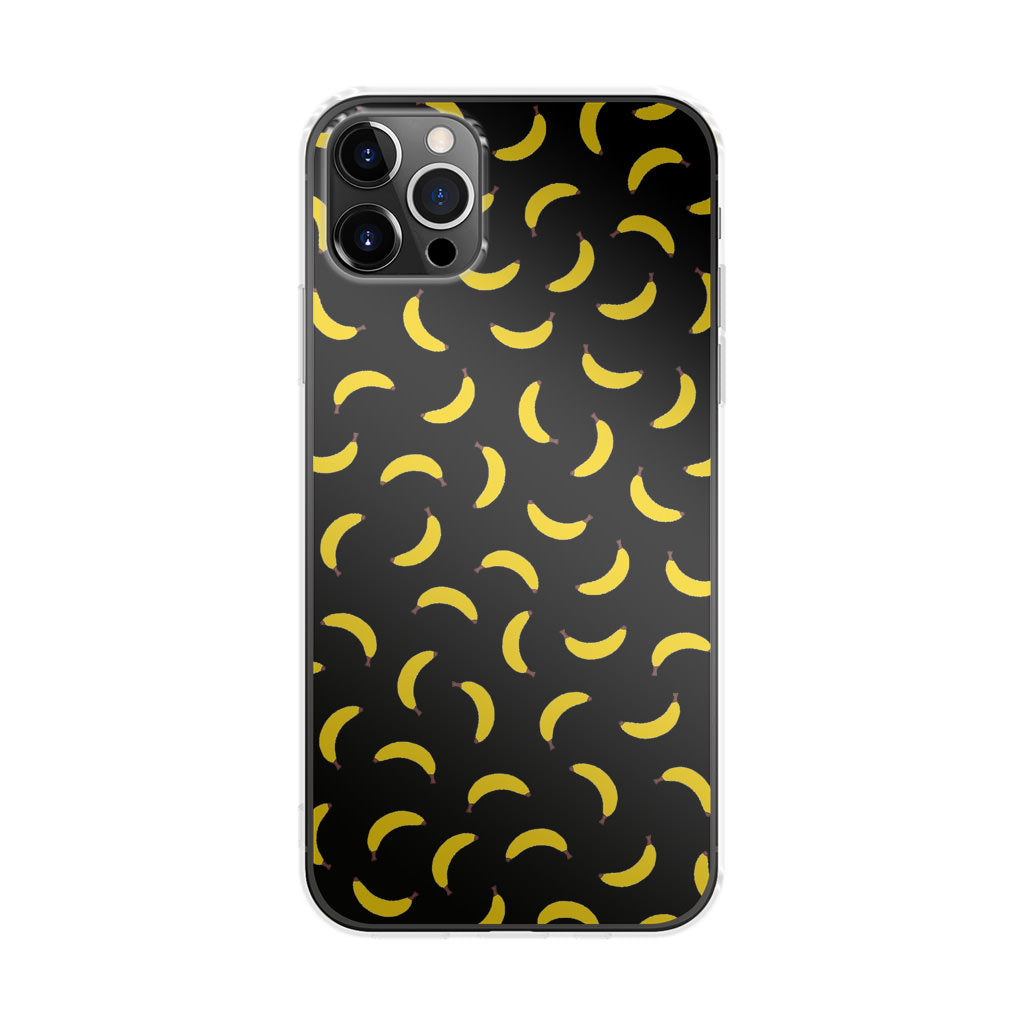 Bananas Fruit Pattern Black iPhone 12 Pro Case