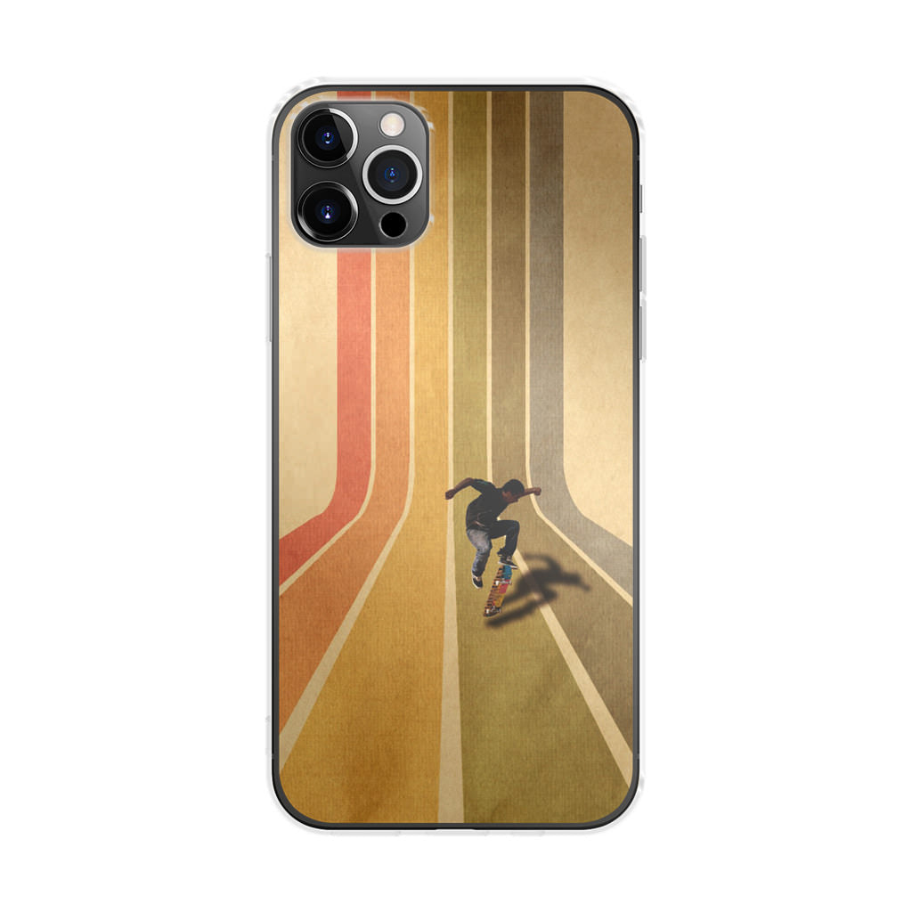 Vintage Skateboard On Colorful Stipe Runway iPhone 12 Pro Max Case