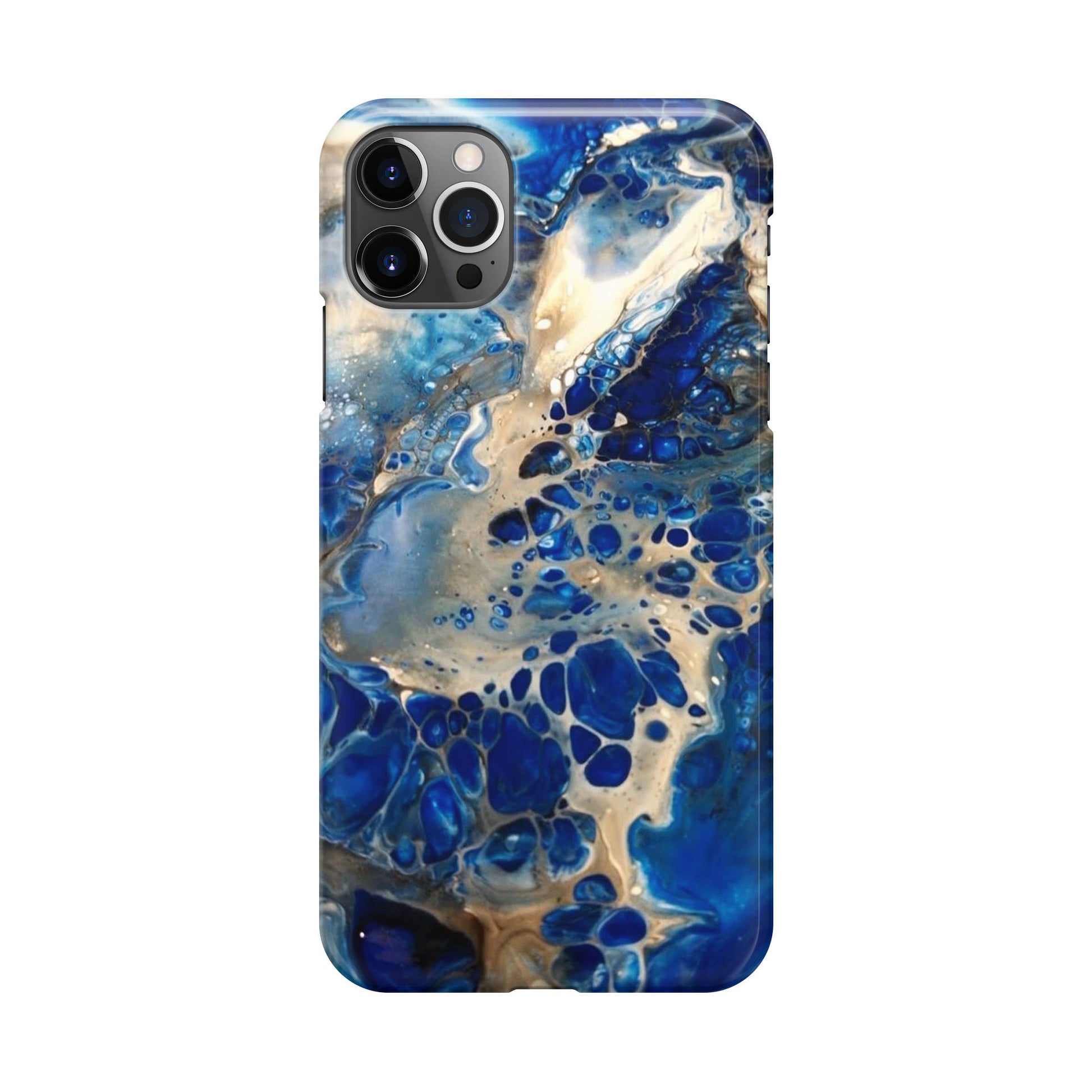 Abstract Golden Blue Paint Art iPhone 12 Pro Case