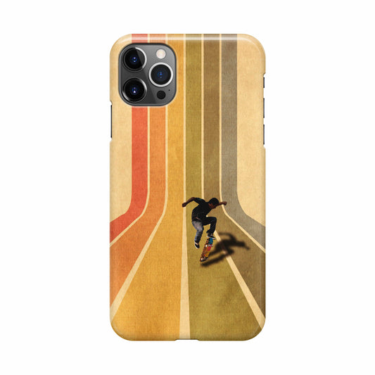 Vintage Skateboard On Colorful Stipe Runway iPhone 12 Pro Case