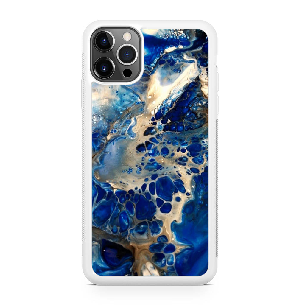 Abstract Golden Blue Paint Art iPhone 12 Pro Case