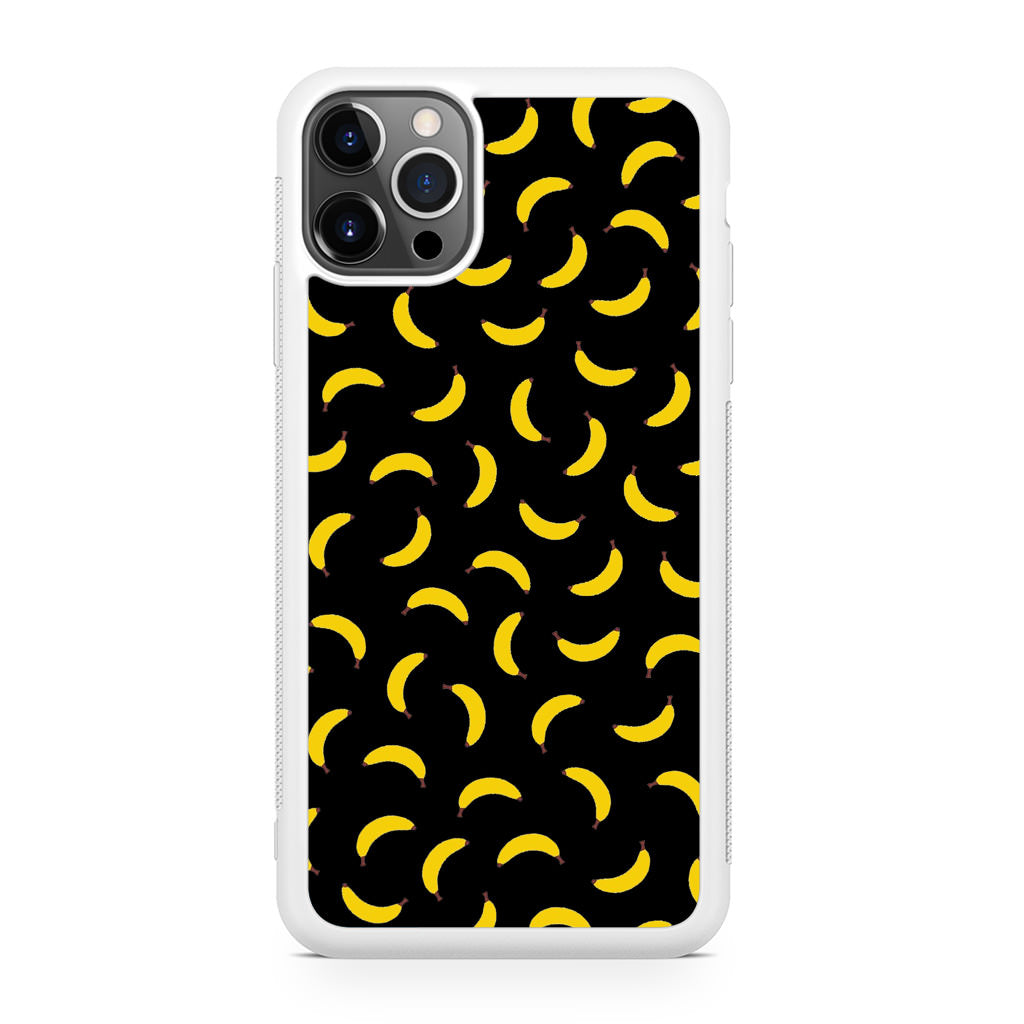 Bananas Fruit Pattern Black iPhone 12 Pro Case