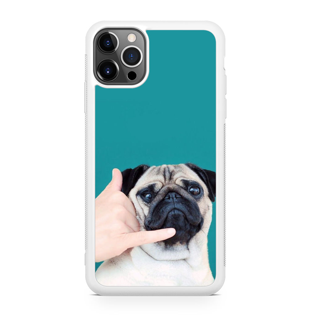 Pug is on the Phone iPhone 12 Pro Case