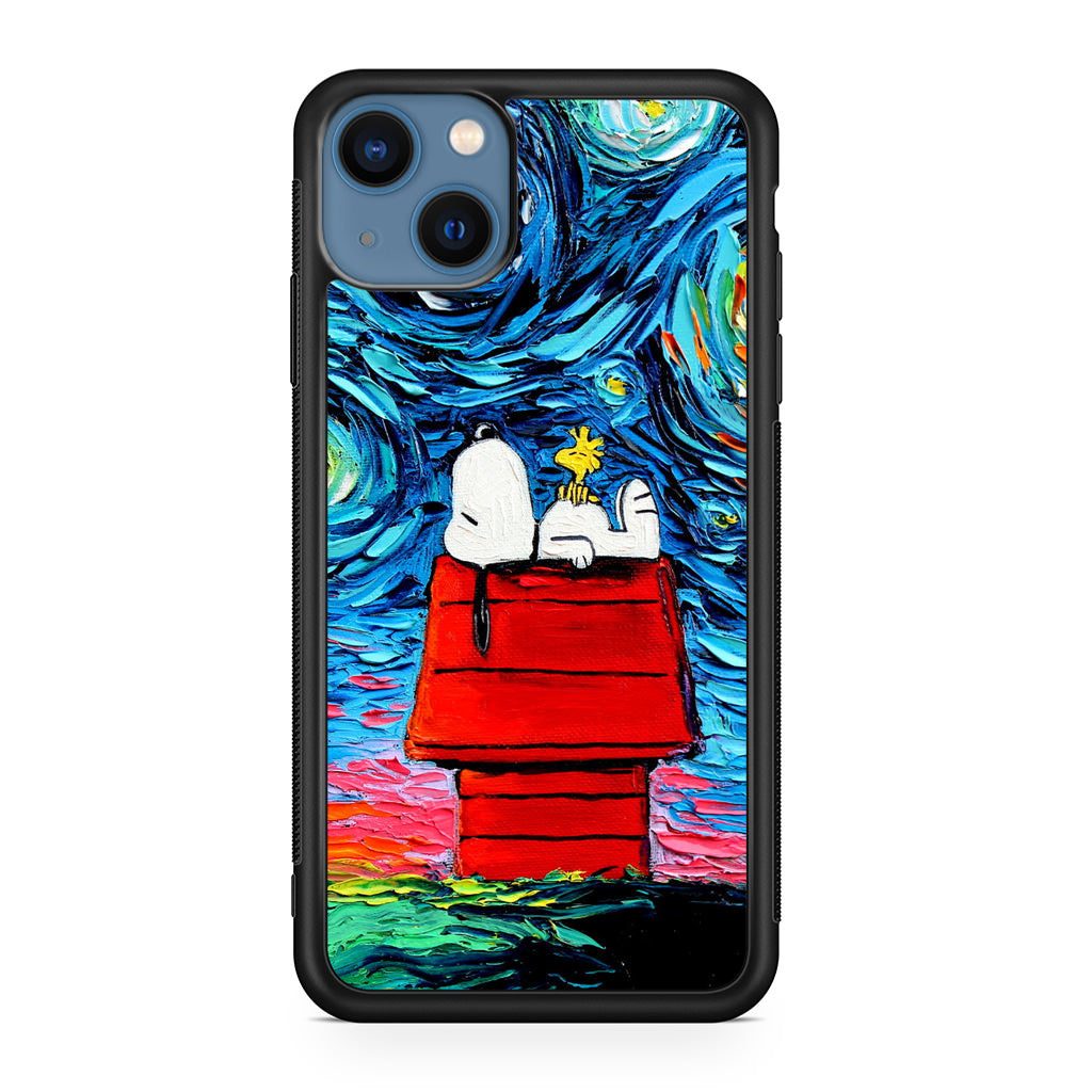 Dog Lying Under Starry Night Van Gogh iPhone 13 / 13 mini Case