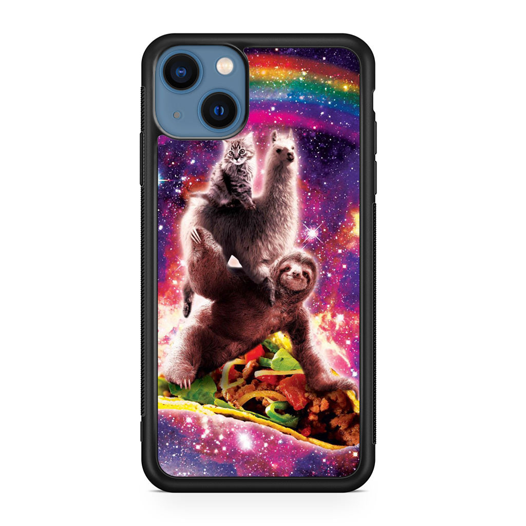 LLama Sloth And Cat Playing Together iPhone 13 / 13 mini Case