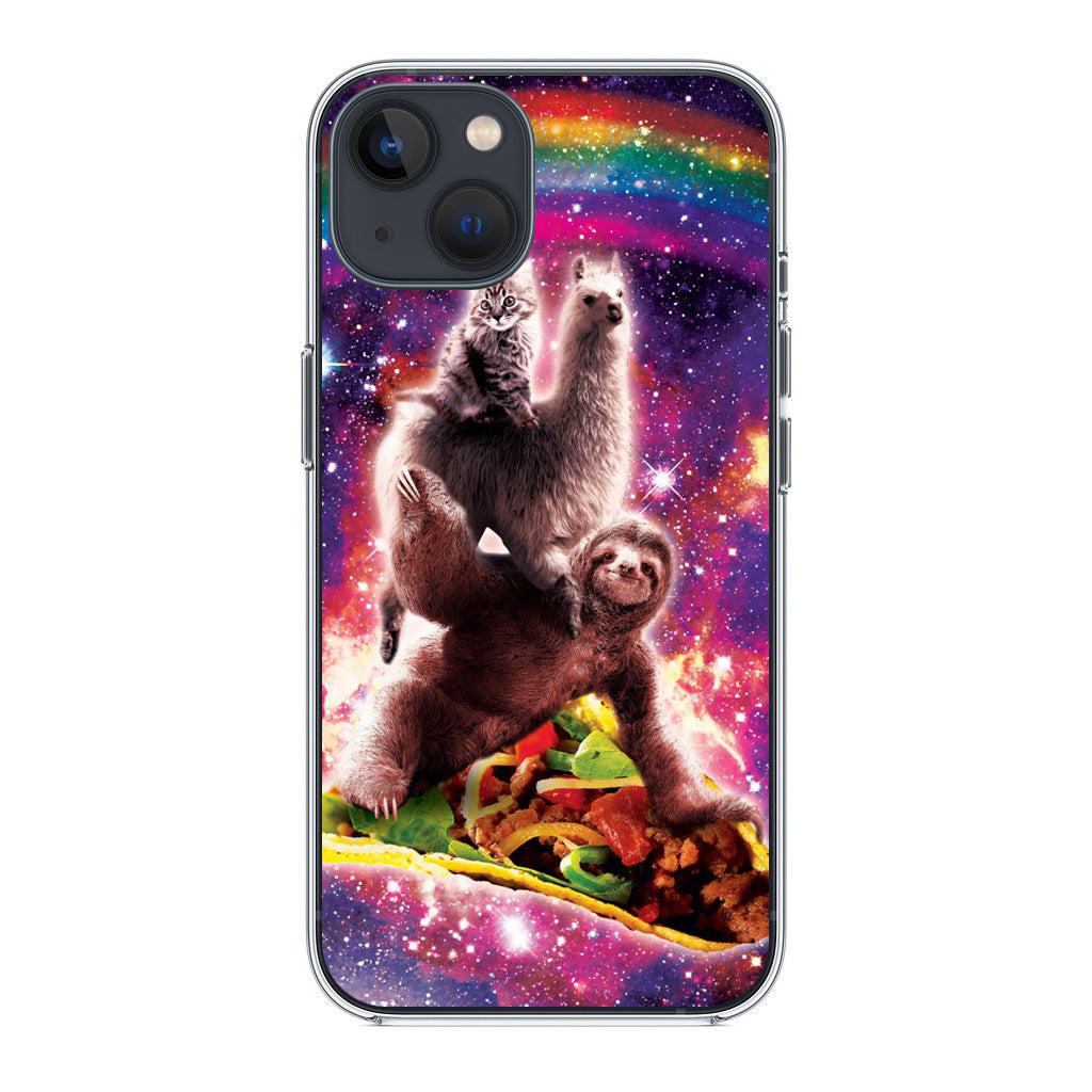 LLama Sloth And Cat Playing Together iPhone 13 / 13 mini Case