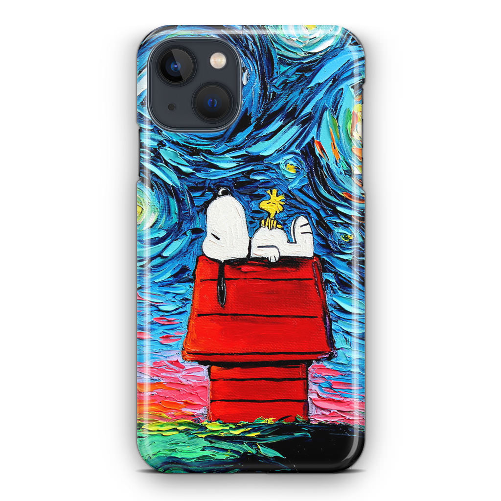 Dog Lying Under Starry Night Van Gogh iPhone 13 / 13 mini Case
