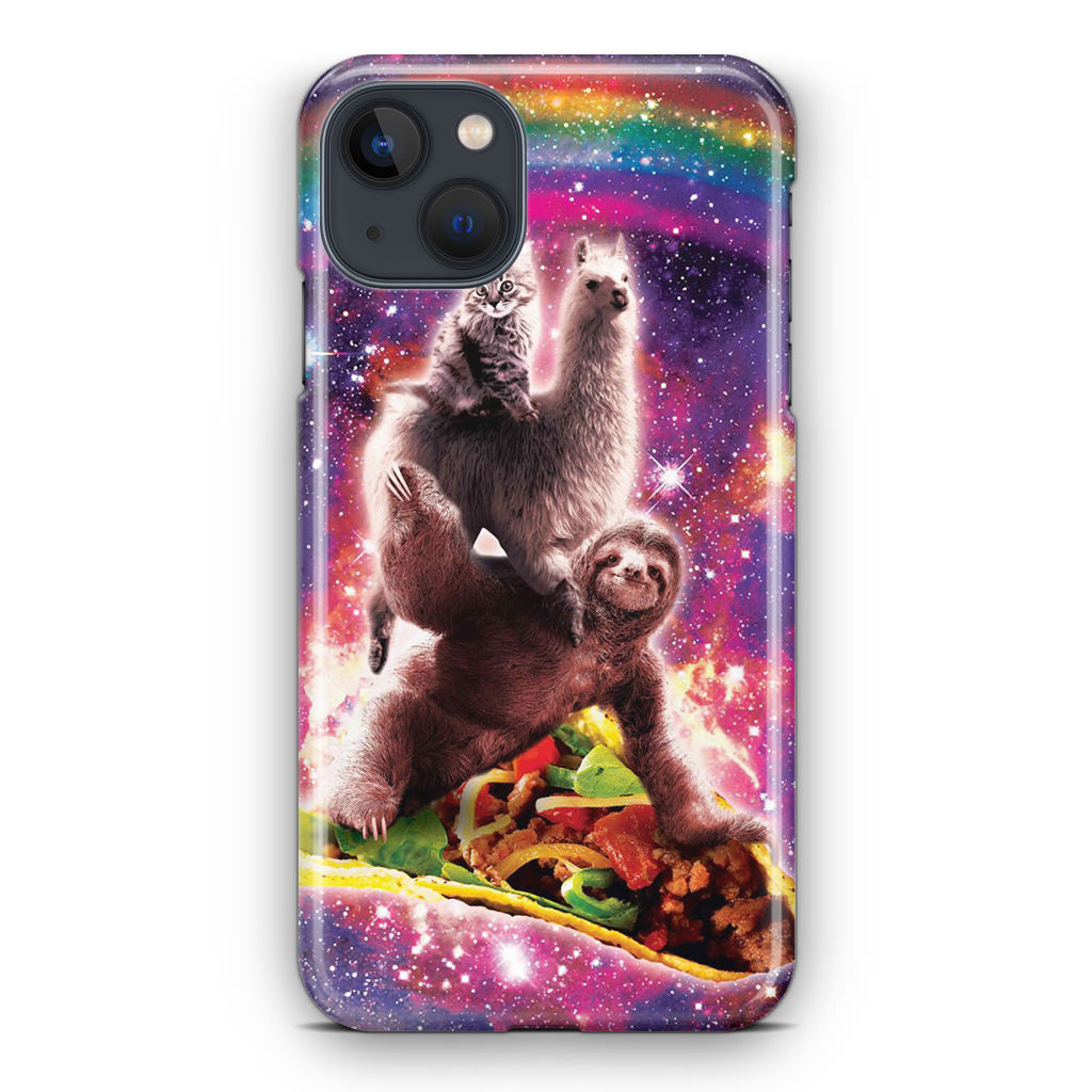 LLama Sloth And Cat Playing Together iPhone 13 / 13 mini Case