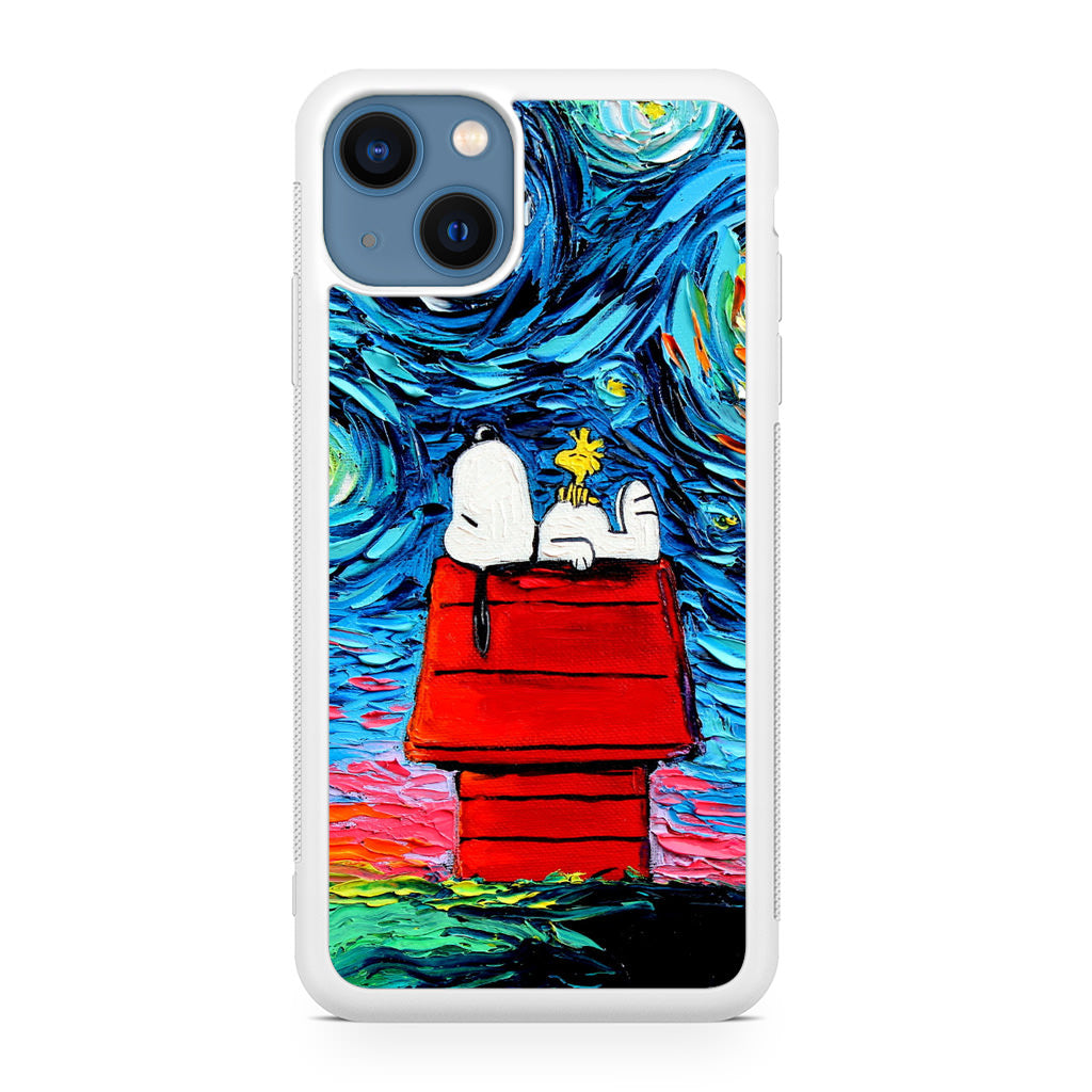 Dog Lying Under Starry Night Van Gogh iPhone 13 / 13 mini Case