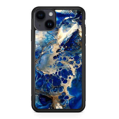 Abstract Golden Blue Paint Art iPhone 14 / 14 Plus Case