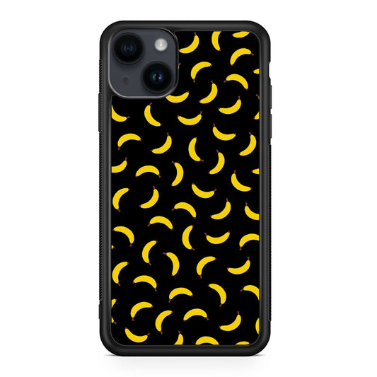 Bananas Fruit Pattern Black iPhone 14 / 14 Plus Case