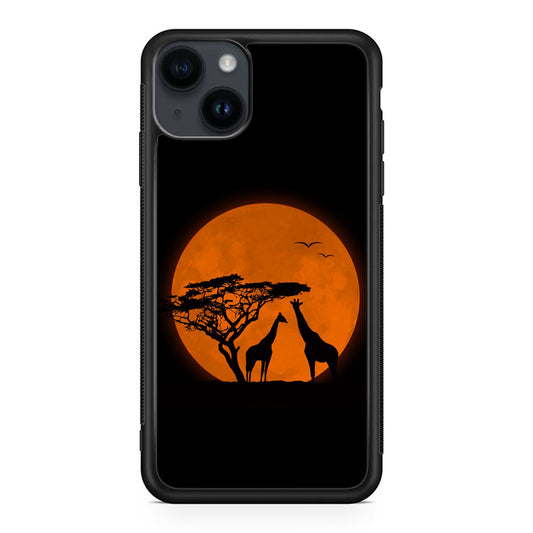 Giraffes Silhouette iPhone 15 / 15 Plus Case