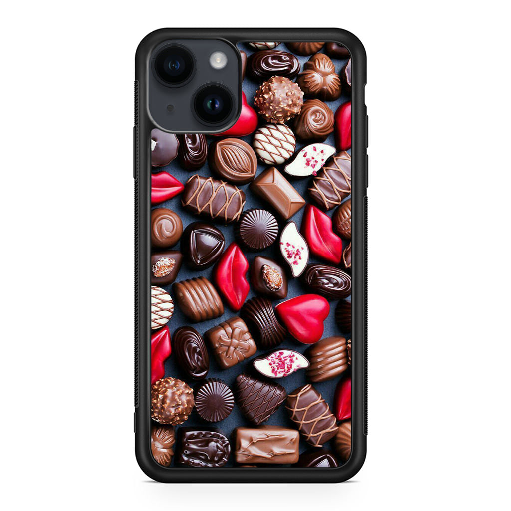 I Love Choco Pattern iPhone 14 / 14 Plus Case