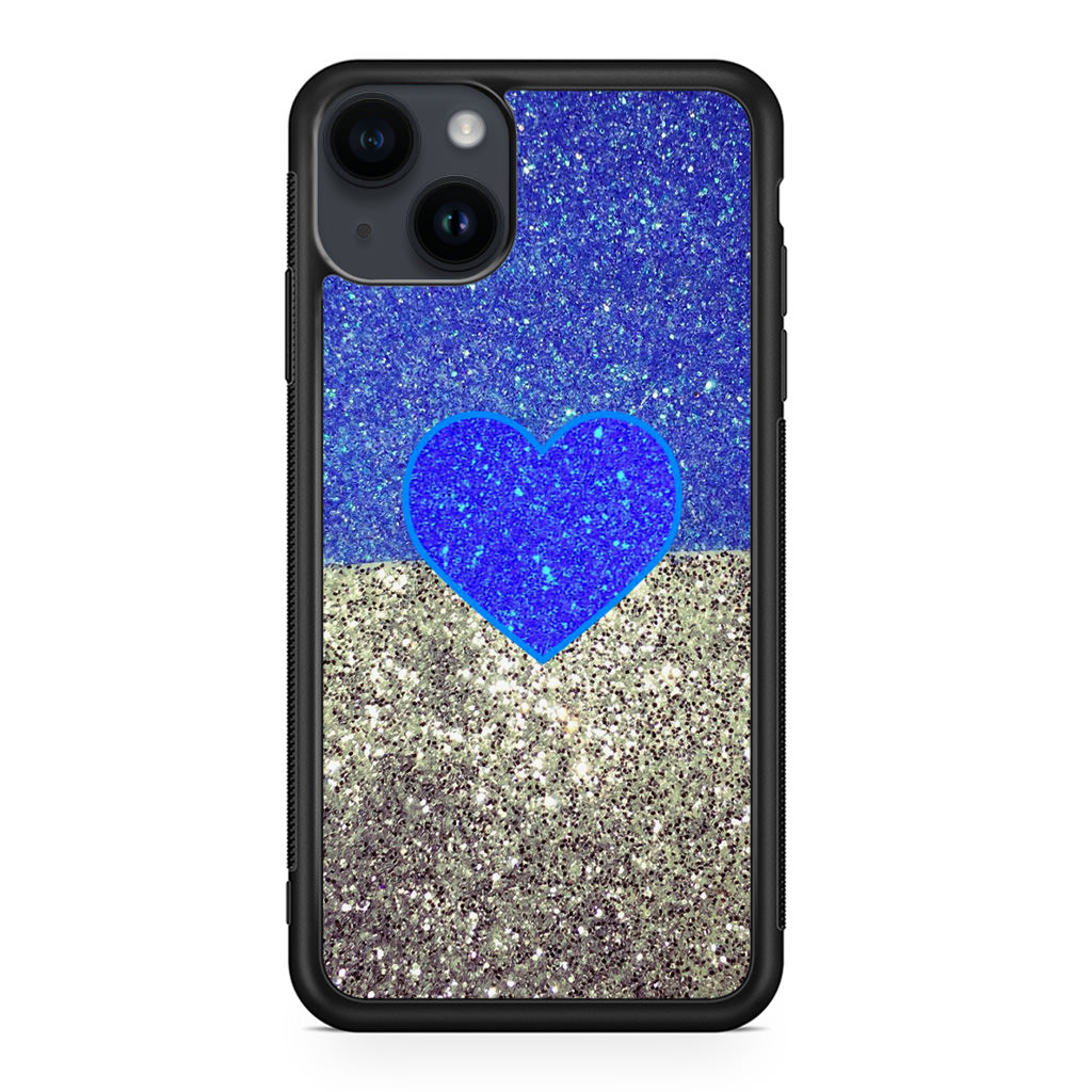 Love Glitter Blue and Grey iPhone 14 / 14 Plus Case