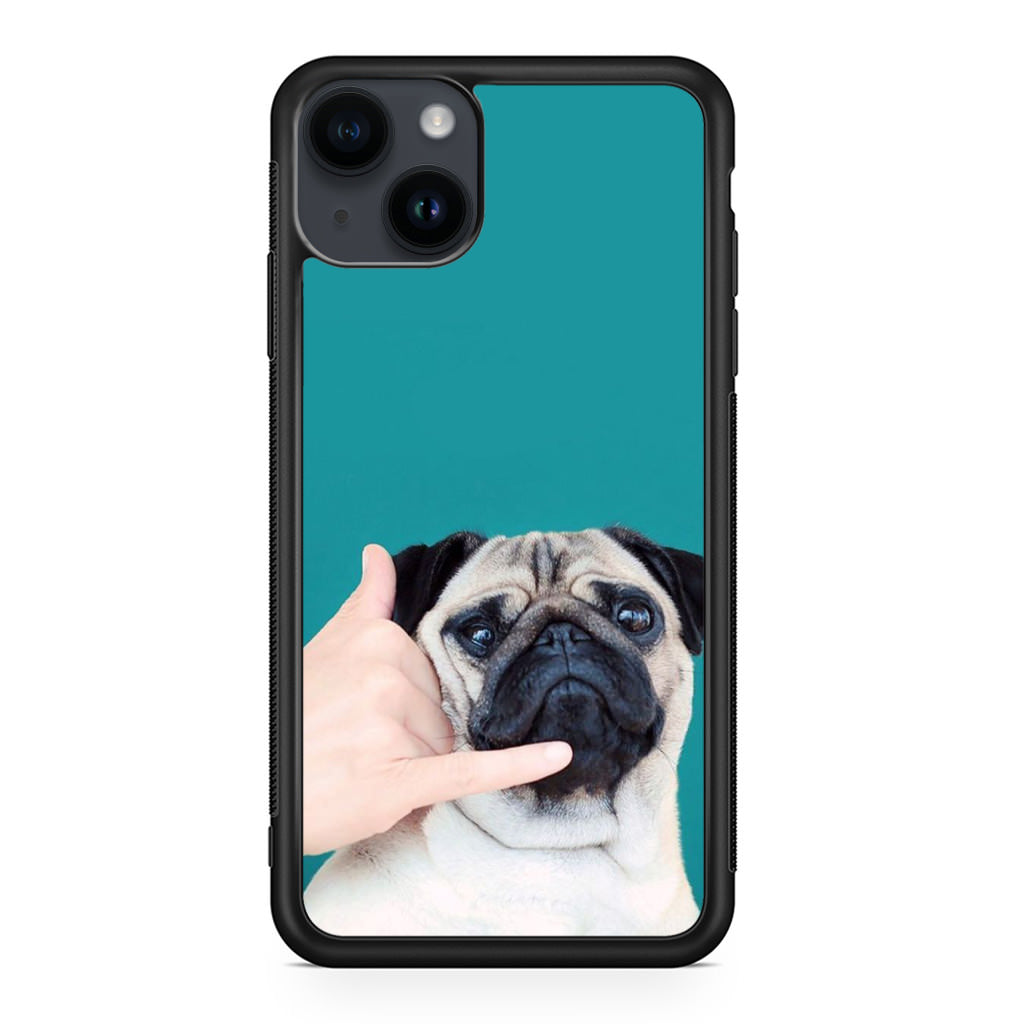 Pug is on the Phone iPhone 14 / 14 Plus Case