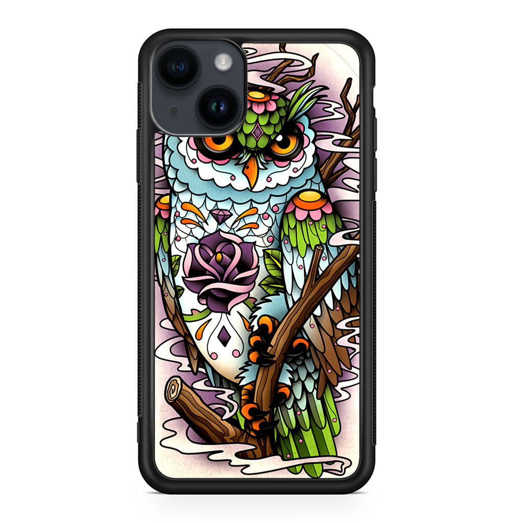 Sugar Skull Owl Tattoo iPhone 14 / 14 Plus Case