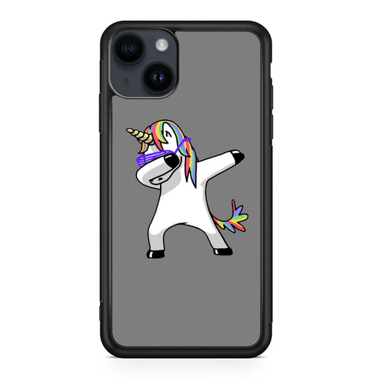 Unicorn Dabbing Grey iPhone 14 / 14 Plus Case