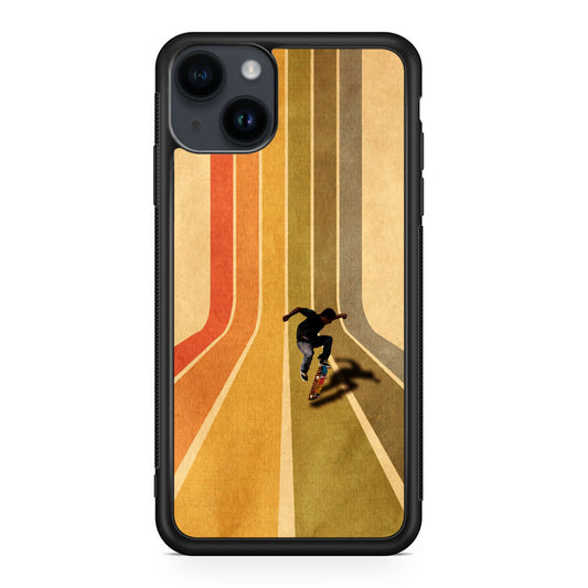 Vintage Skateboard On Colorful Stipe Runway iPhone 14 / 14 Plus Case