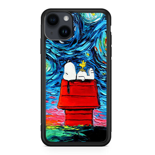 Dog Lying Under Starry Night Van Gogh iPhone 15 / 15 Plus Case