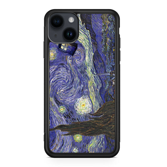 Dr Who Tardis In Van Gogh Starry Night iPhone 14 / 14 Plus Case