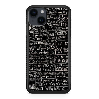 Fix You Lyrics iPhone 14 / 14 Plus Case