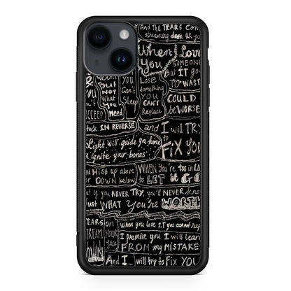 Fix You Lyrics iPhone 15 / 15 Plus Case