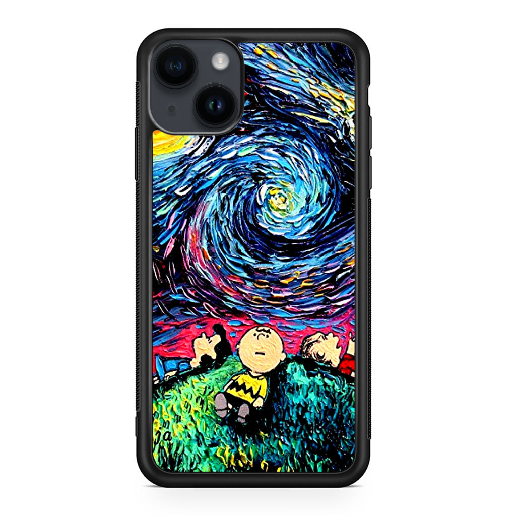 Peanuts At Starry Night iPhone 14 / 14 Plus Case