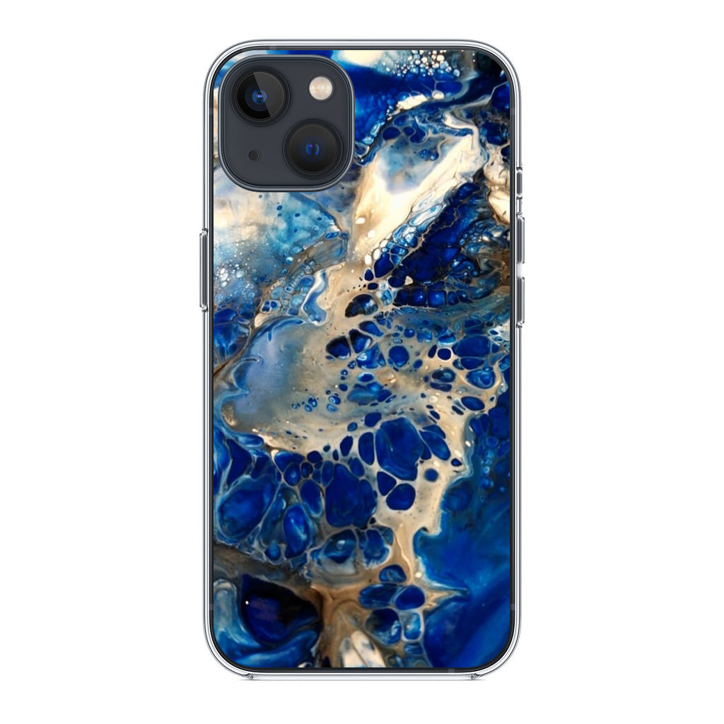 Abstract Golden Blue Paint Art iPhone 14 / 14 Plus Case