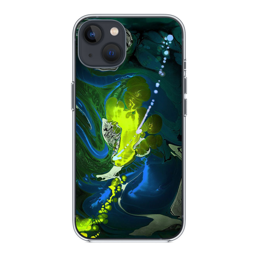 Abstract Green Blue Art iPhone 14 / 14 Plus Case