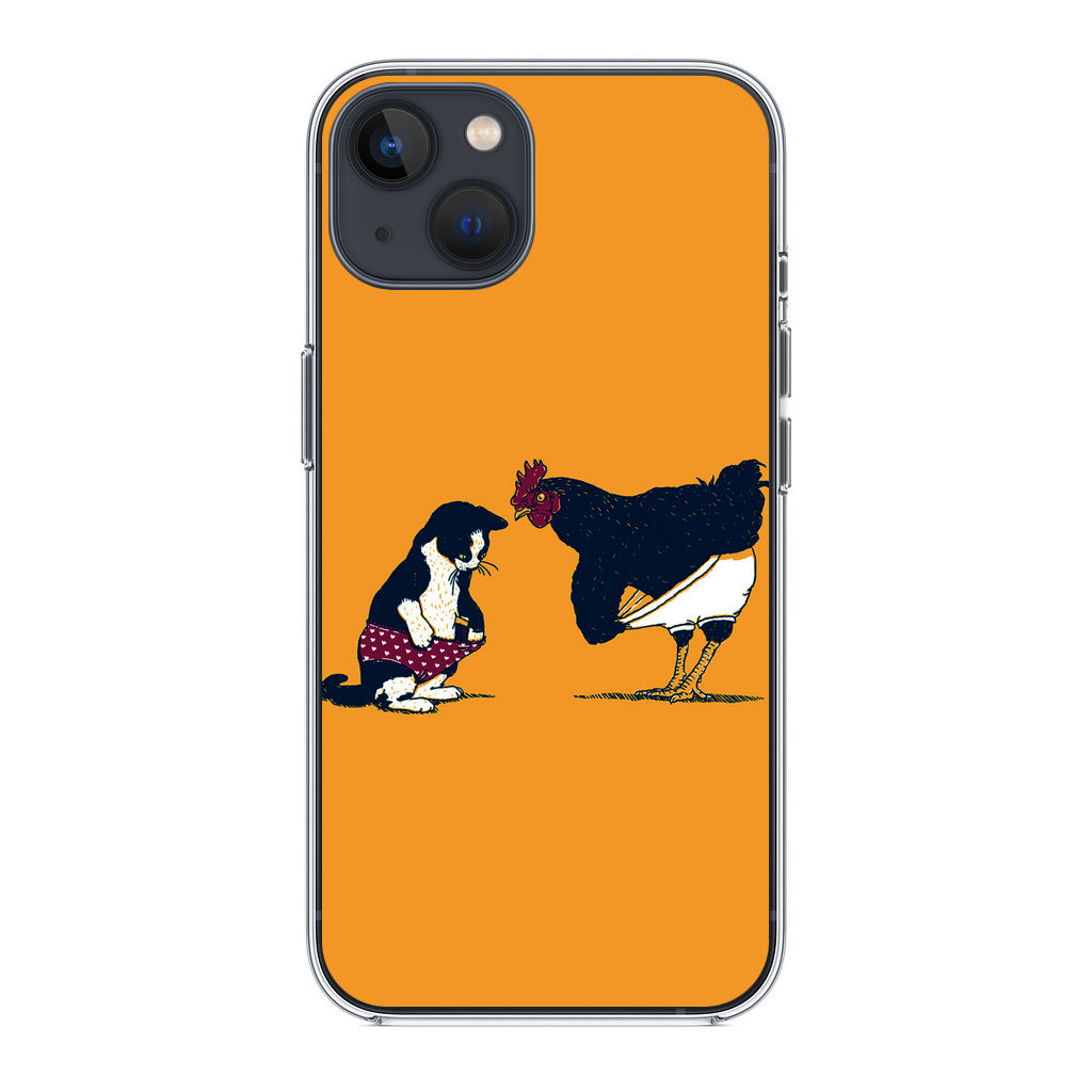 Cat Chicken Yellow Underwear Cute iPhone 14 / 14 Plus Case