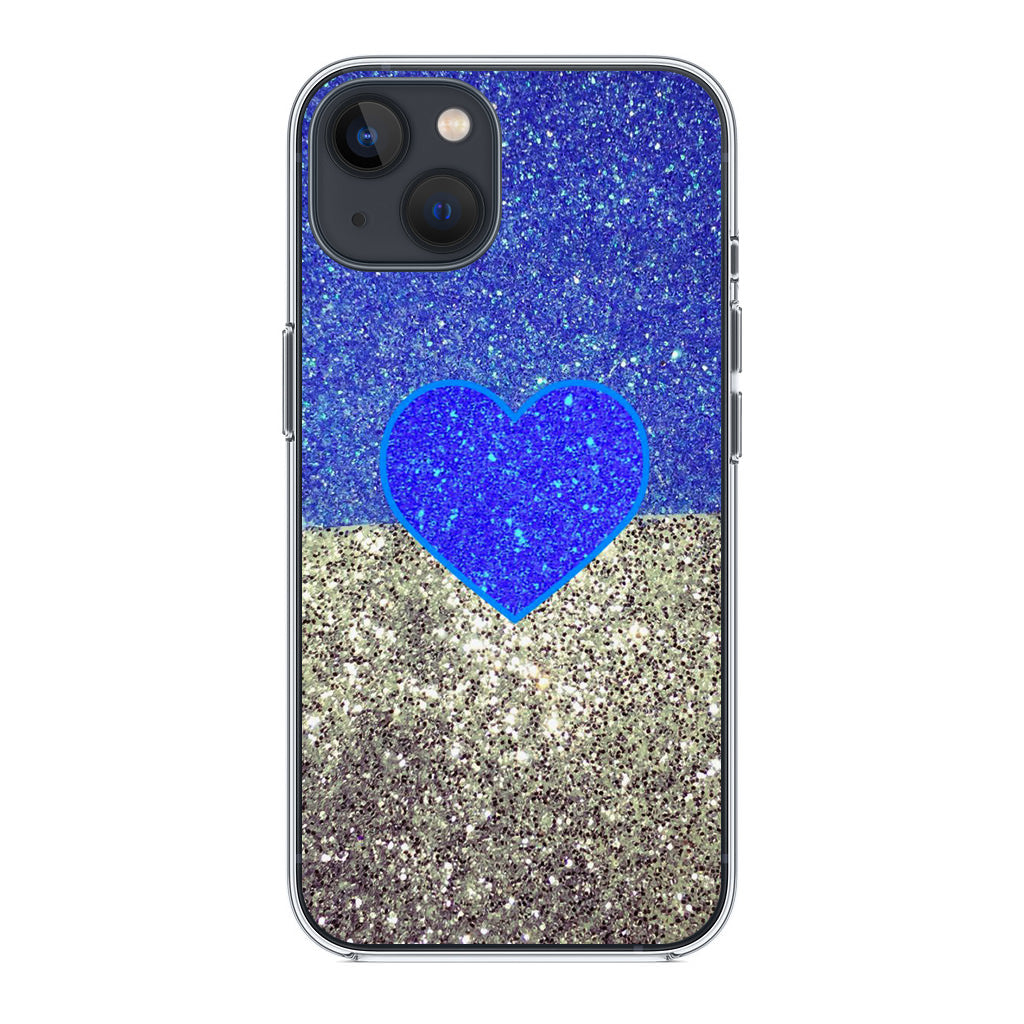 Love Glitter Blue and Grey iPhone 14 / 14 Plus Case